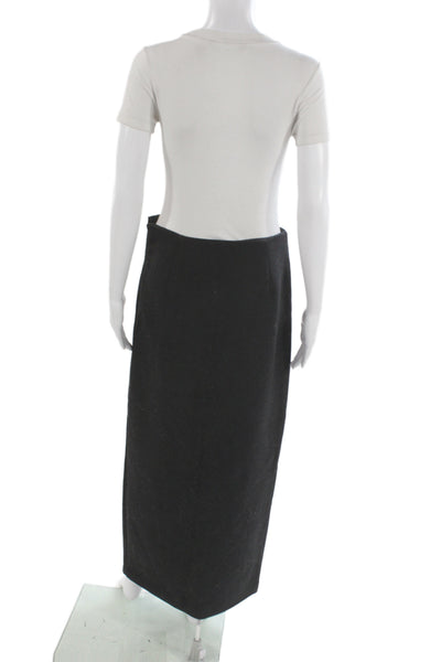 AGIT Womens Black Wool Blend Straight Pencil Midi Skirt Zip Size M