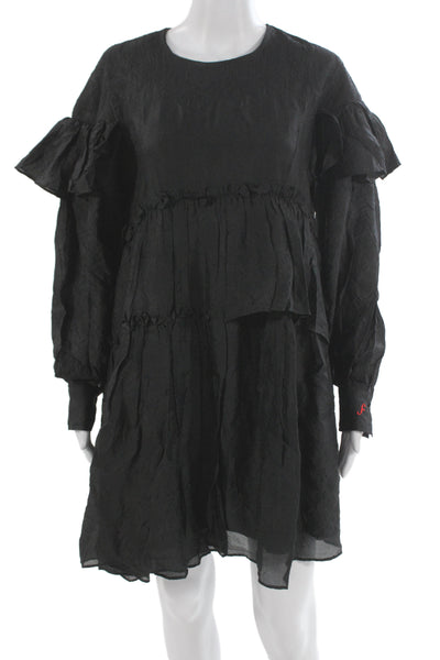 Foundry Mews Womens Black Shift Dress Long Sleeve Knee Length Size S