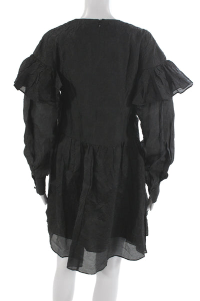 Foundry Mews Womens Black Shift Dress Long Sleeve Knee Length Size S