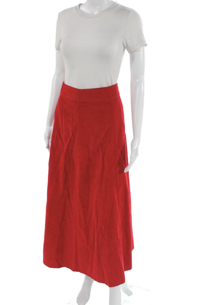 Madison Mathews Womens Red A-Line Maxi Skirt 100% Cotton Size S