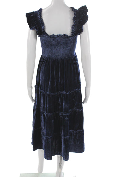 Hill House Womens Fit & Flare Blue Rayon Square Neck Sleeveless Dress Size S