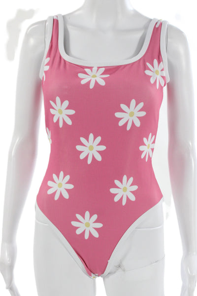 LainSnow Womens Pink Floral One Piece Swimsuit Size S