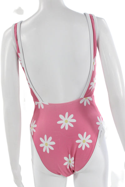 LainSnow Womens Pink Floral One Piece Swimsuit Size S