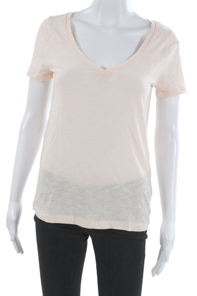 J Crew Women Basic Pink V Neck Cotton Short Sleeve T Shirt Size XS