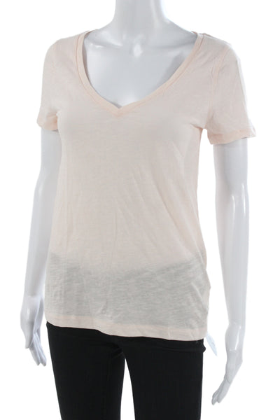 J Crew Women Basic Pink V Neck Cotton Short Sleeve T Shirt Size XS