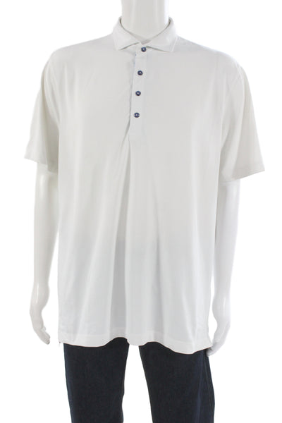 Johnnie-o Mens Short Sleeves Performance Rugby Shirt White Size Large