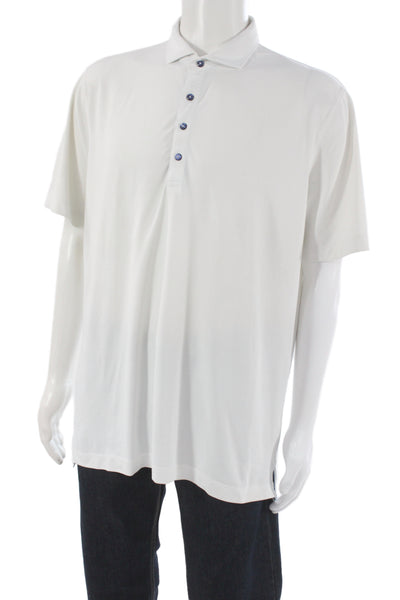 Johnnie-o Mens Short Sleeves Performance Rugby Shirt White Size Large
