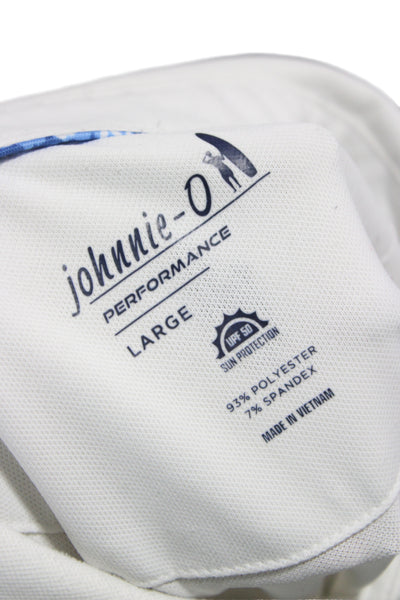 Johnnie-o Mens Short Sleeves Performance Rugby Shirt White Size Large