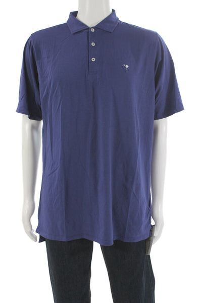 B Draddy Mens Short Sleeves Rugby Shirt Navy Blue Cotton Size Large