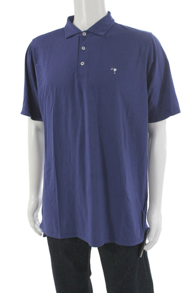 B Draddy Mens Short Sleeves Rugby Shirt Navy Blue Cotton Size Large