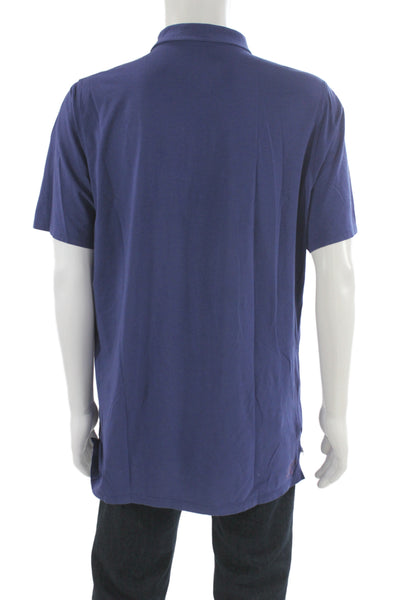 B Draddy Mens Short Sleeves Rugby Shirt Navy Blue Cotton Size Large
