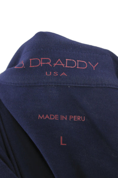 B Draddy Mens Short Sleeves Rugby Shirt Navy Blue Cotton Size Large