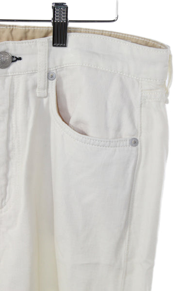 Rag & Bone Women Wide Leg Jeans Ivory Cotton Blend Mid Rise Size 28