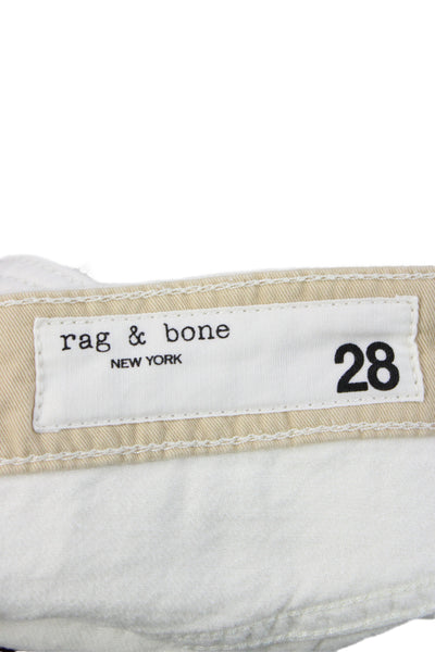 Rag & Bone Women Wide Leg Jeans Ivory Cotton Blend Mid Rise Size 28