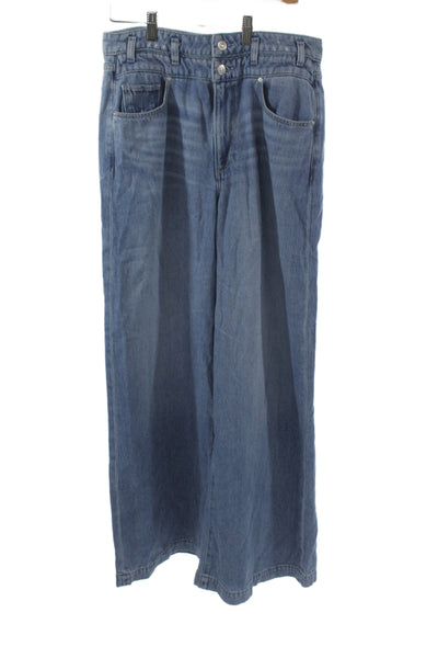 Paige Womens Wide Leg Jeans Blue High Rise Cotton Inseam 33 Size 30