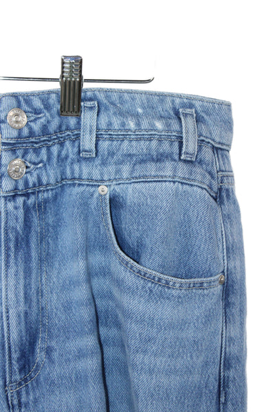 Paige Womens Wide Leg Jeans Blue High Rise Cotton Inseam 33 Size 30