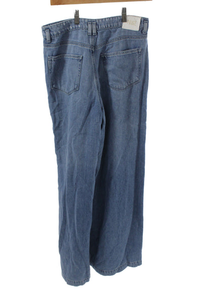 Paige Womens Wide Leg Jeans Blue High Rise Cotton Inseam 33 Size 30