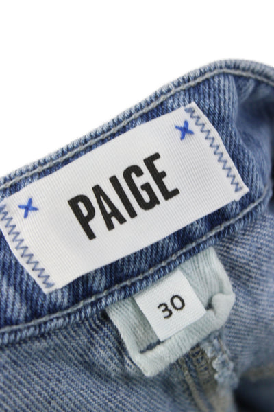 Paige Womens Wide Leg Jeans Blue High Rise Cotton Inseam 33 Size 30