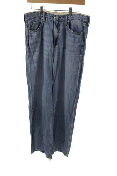 Rag & Bone Womens Wide Leg Jeans Blue Cotton Mid Rise Size 29