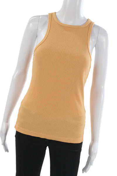 Agolde Womens Basic Sleeveless Tank Orange Organic Cotton Round Neck Size S