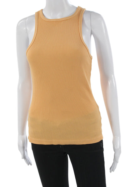 Agolde Womens Basic Sleeveless Tank Orange Organic Cotton Round Neck Size S