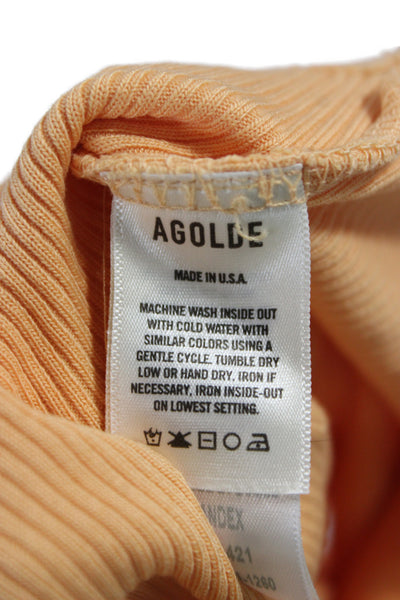 Agolde Womens Basic Sleeveless Tank Orange Organic Cotton Round Neck Size S