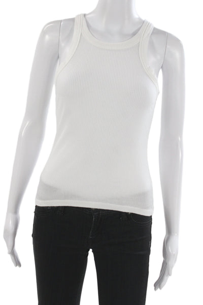 Wesley Womens Tencel Blend Sleeveless Basic Tank Round Neck White Size M
