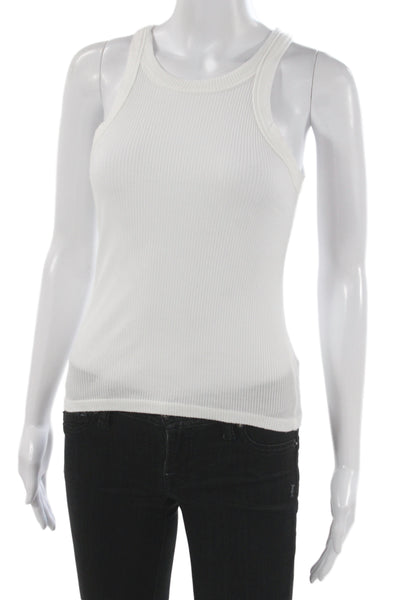 Wesley Womens Tencel Blend Sleeveless Basic Tank Round Neck White Size M