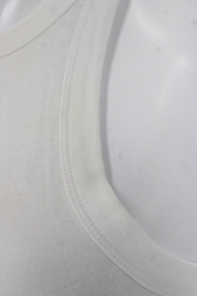 WSLY Womens Basic White Cotton Sleeveless Tank Round Neck Size M