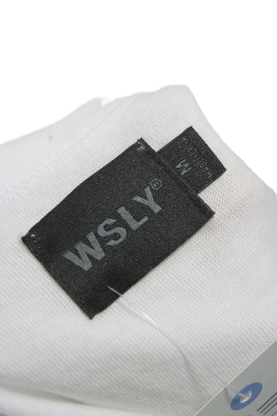 WSLY Womens Basic White Cotton Sleeveless Tank Round Neck Size M