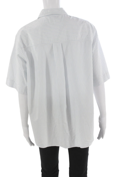 Rag & Bone Women Striped Cotton Blend Button Up Short Sleeve Top Size M