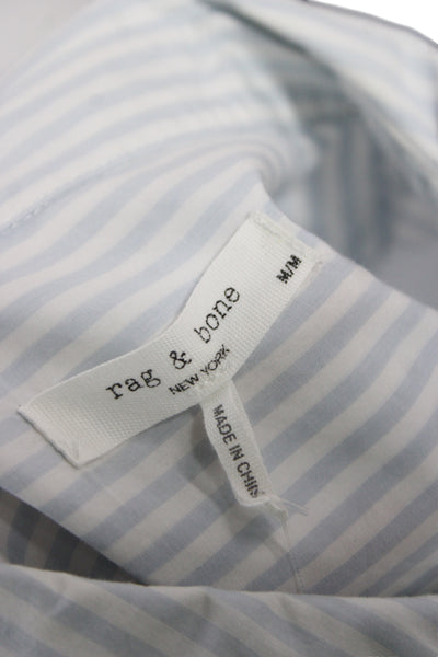 Rag & Bone Women Striped Cotton Blend Button Up Short Sleeve Top Size M