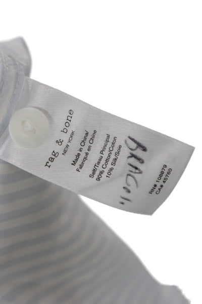 Rag & Bone Women Striped Cotton Blend Button Up Short Sleeve Top Size M