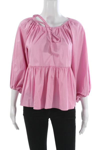 Cynthia Rowley Women Tunic Blouse Pink 3/4 Sleeve Cotton Blend Size M