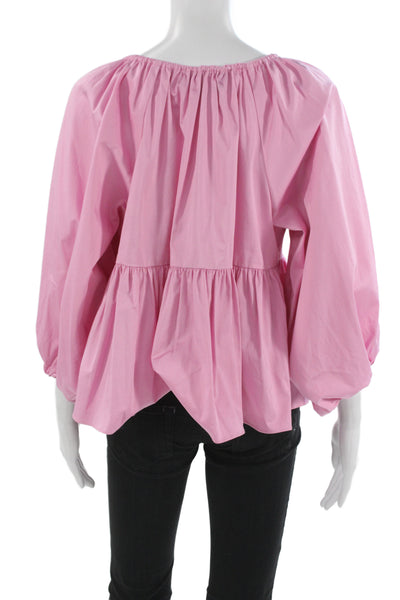 Cynthia Rowley Women Tunic Blouse Pink 3/4 Sleeve Cotton Blend Size M