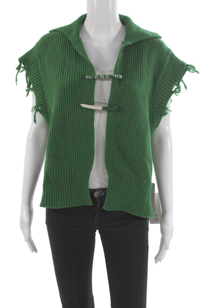 Theilma Women Merino Green Vest Toggle Nautical Size One