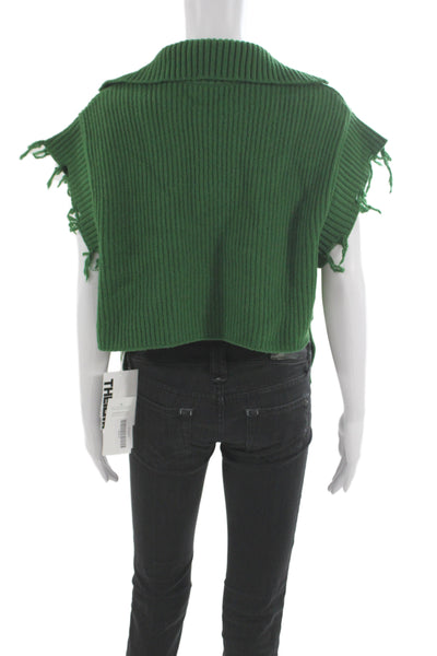 Theilma Women Merino Green Vest Toggle Nautical Size One