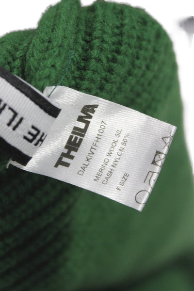 Theilma Women Merino Green Vest Toggle Nautical Size One