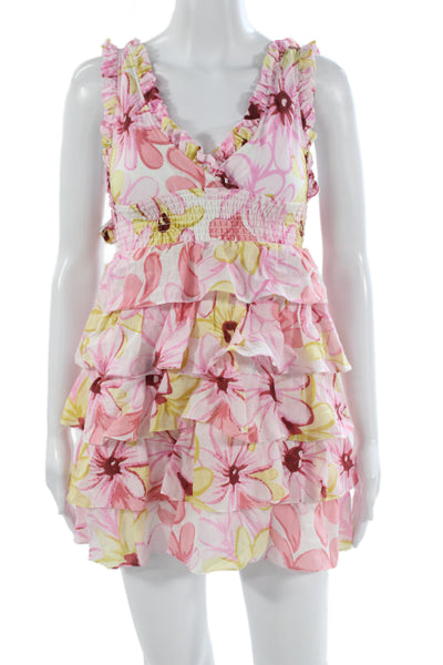 Sundress Women Sundress Multicolor Linen V-Neck Sleeveless Short Size XS
