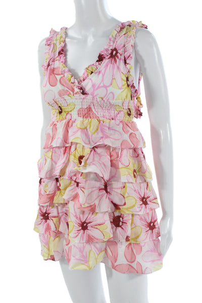 Sundress Women Sundress Multicolor Linen V-Neck Sleeveless Short Size XS