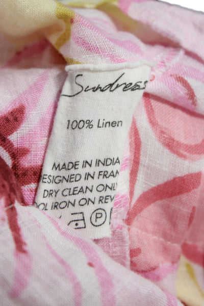 Sundress Women Sundress Multicolor Linen V-Neck Sleeveless Short Size XS