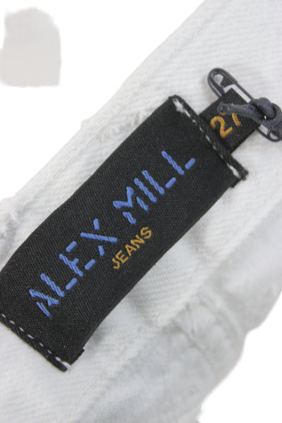 Alex Mill Women White Straight Jeans Mid Rise Button Fly Size 27