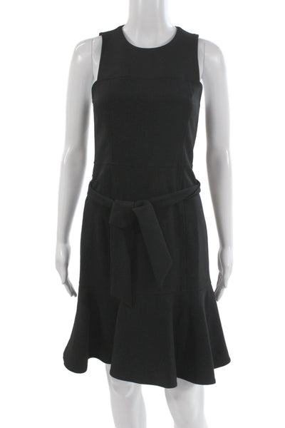 Cinq A Sept Womens Fit & Flare Sleeveless Black Dress Round Neck Zip Size 2