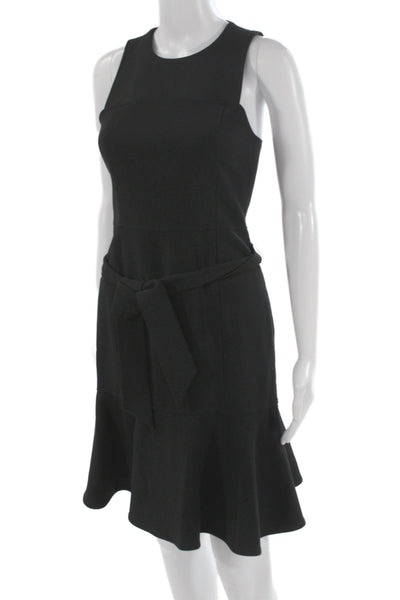 Cinq A Sept Womens Fit & Flare Sleeveless Black Dress Round Neck Zip Size 2