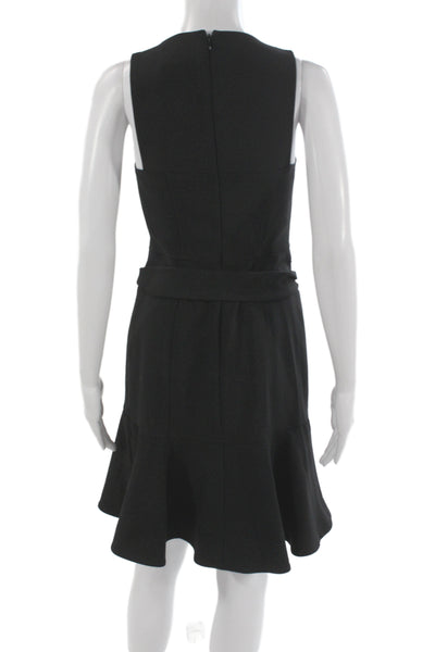 Cinq A Sept Womens Fit & Flare Sleeveless Black Dress Round Neck Zip Size 2