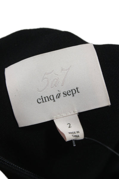 Cinq A Sept Womens Fit & Flare Sleeveless Black Dress Round Neck Zip Size 2