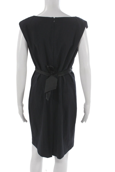 ABS Allen Schwartz Womens Sheath Dress Black Boatneck Short Sleeve Size 6