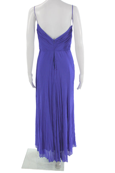 Nicole Miller Women Maxi Dress Purple V-Neck Sleeveless Zip Polyester Size 4
