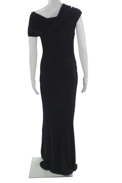 Badgley Mischka Women One Shoulder Black Maxi Dress Short Sleeve Size 4