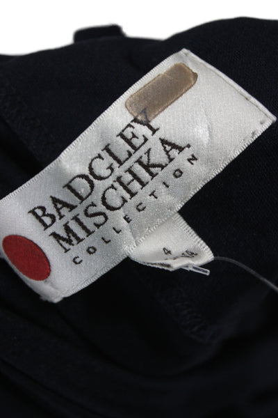 Badgley Mischka Women One Shoulder Black Maxi Dress Short Sleeve Size 4